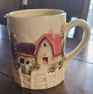 Vintage Maruri raised relief farm with cow mug
